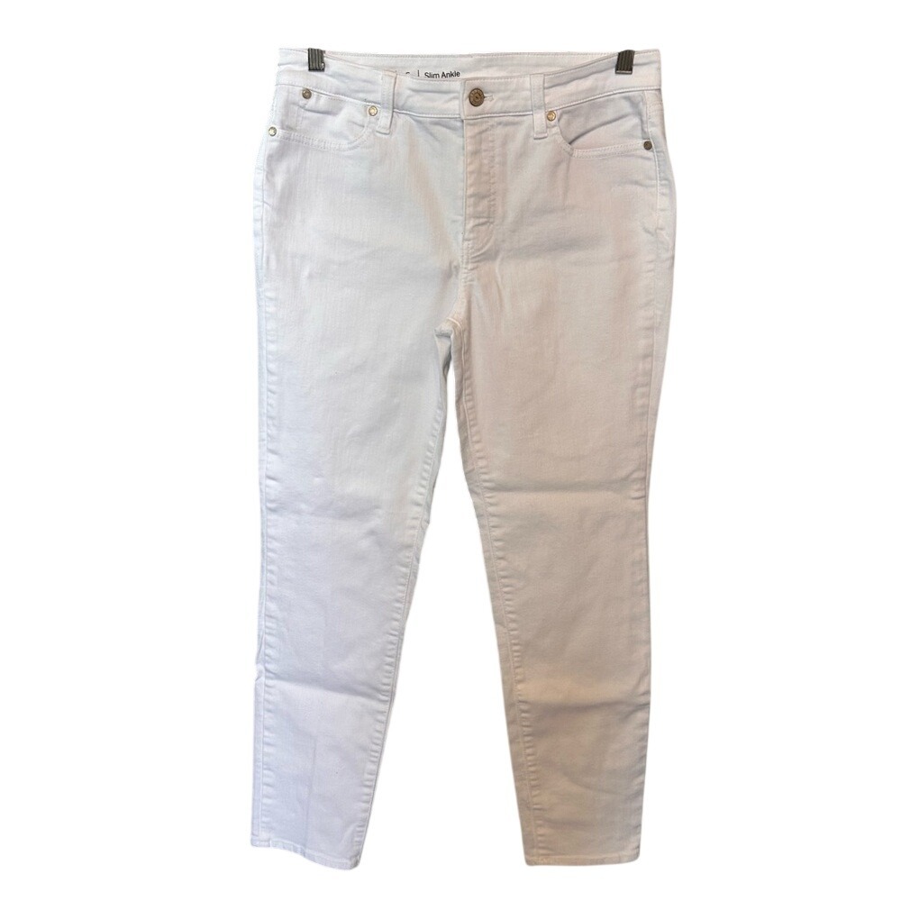 Talbots Flawless Crisp White‎ Slim Ankle Jeans Size 6